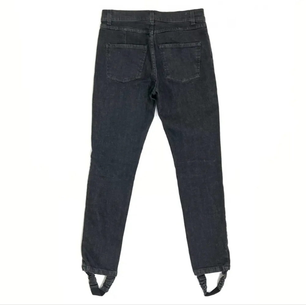 Magda Butrym Black Cotton Denim Jeans W Stirrups Size 2 Revolve - Picture 9 of 13